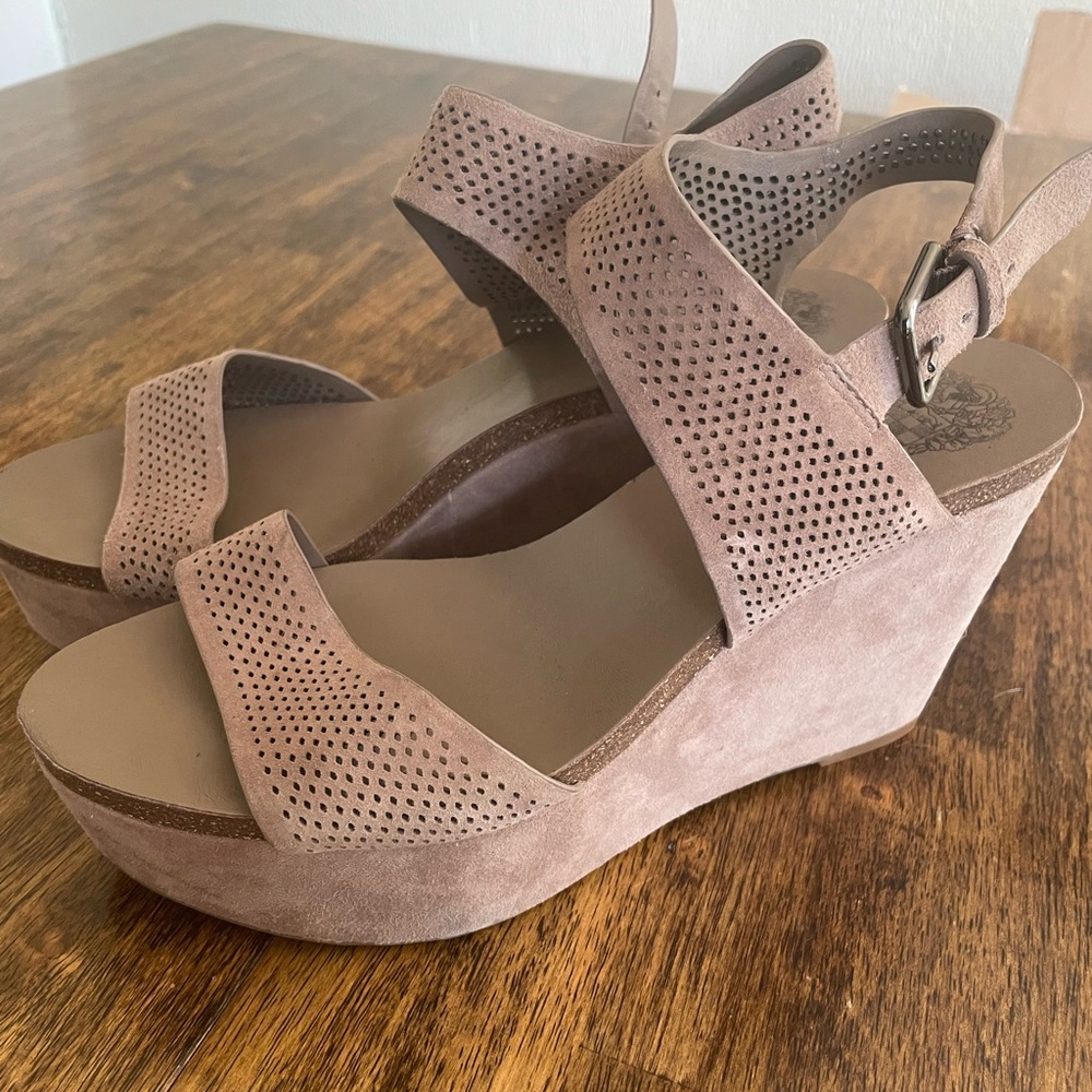 Nude Suede Platform Sandal